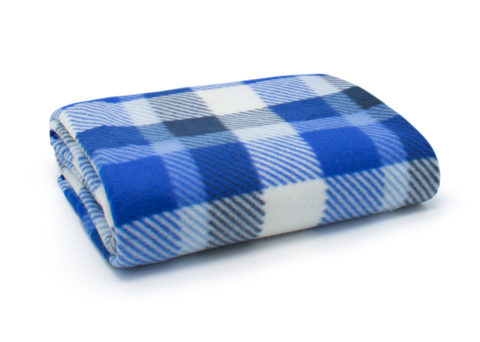 Check Polar Fleece Blanket Blue