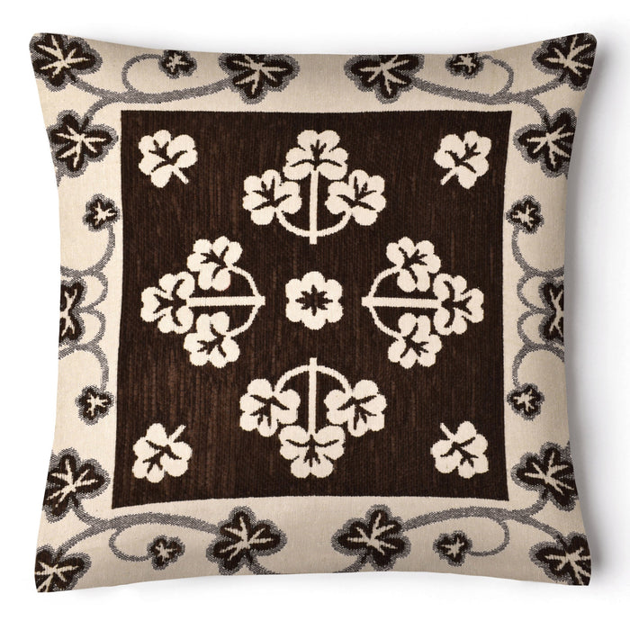 Chenille Floral Chocolate Cushion Cover