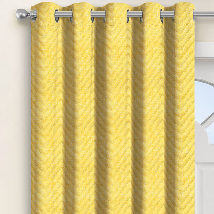 Chevron Ochre Yellow Thermal Eyelet Door Curtain