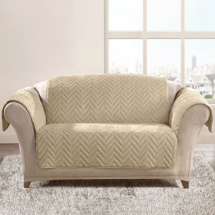 Velosso Chevron Beige Water Repellent Sofa Protector
