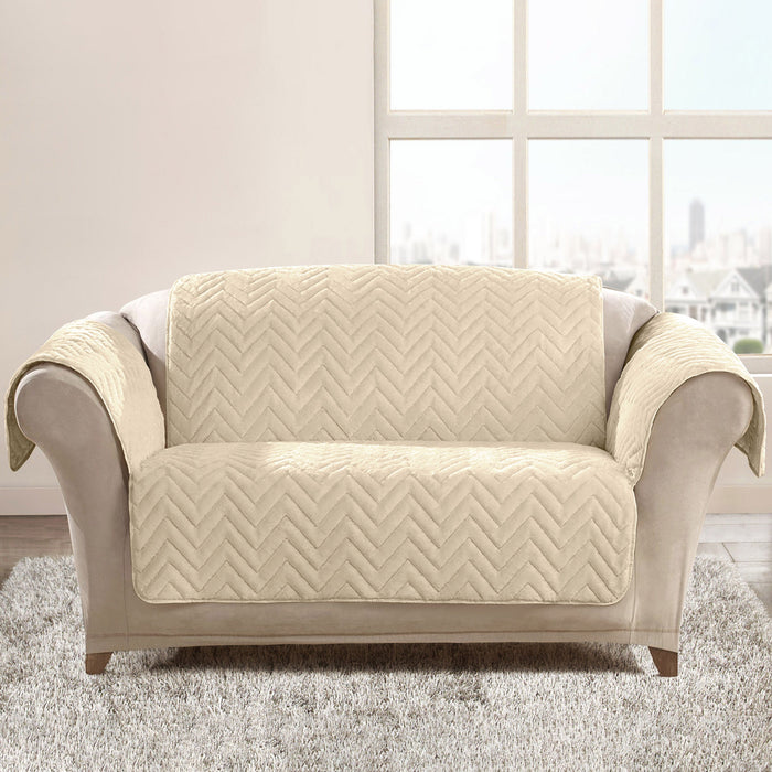 Velosso Chevron Cream Water Repellent Sofa Protector