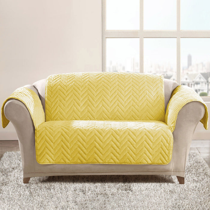 Velosso Chevron Ochre Water Repellent Sofa Protector