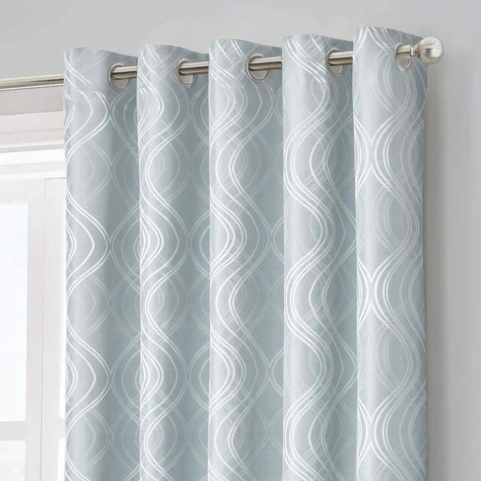 Clarissa Duck Egg Jacquard Ready Made Eyelet Curtains
