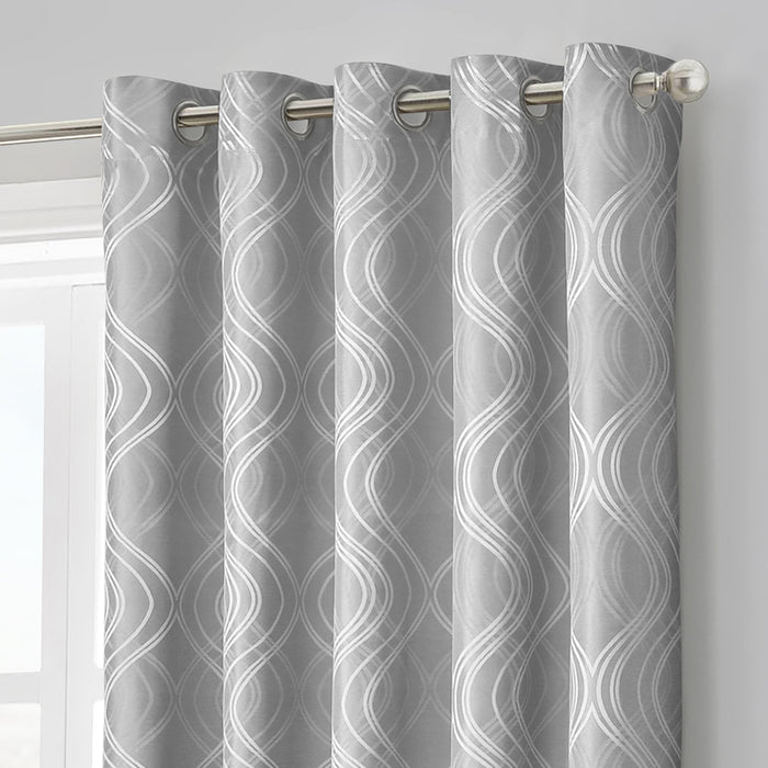 Clarissa Grey Jacquard Ready Made Eyelet Curtains