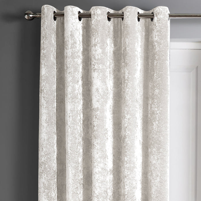 Crushed Velvet Cream Eyelet Door Curtain