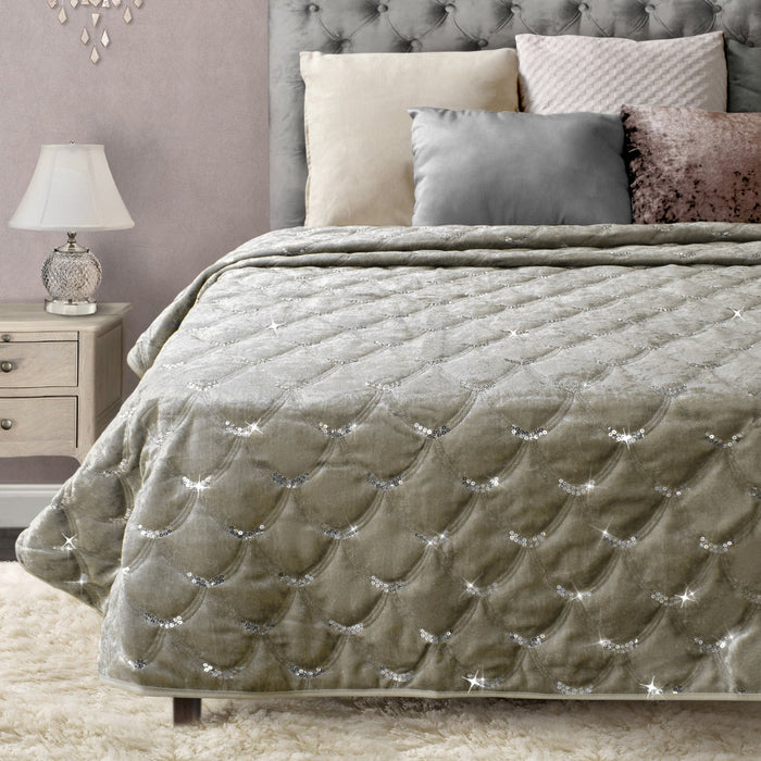 Luxury Natural Crushed Velvet Sparkle Sequins Throw