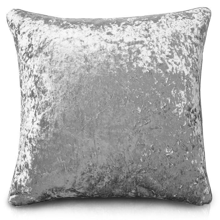 Plain Silver Crushed Velvet Cushion Cover