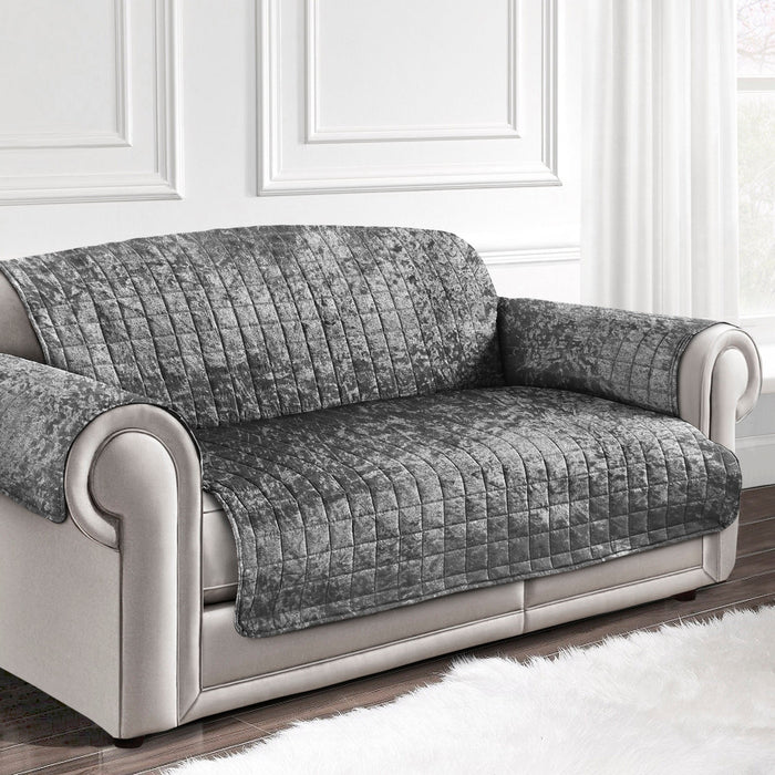Intimates Luxury Silver Crushed Velvet Sofa Protector