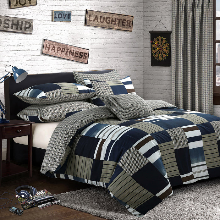 Denim Patchwork Duvet Cover & Pillowcase Set