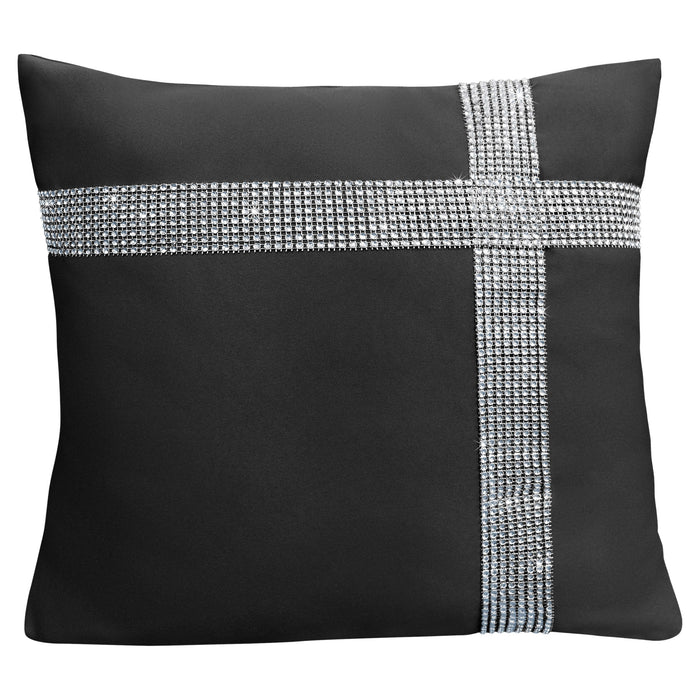 Diamante Cross Black Cushion Cover
