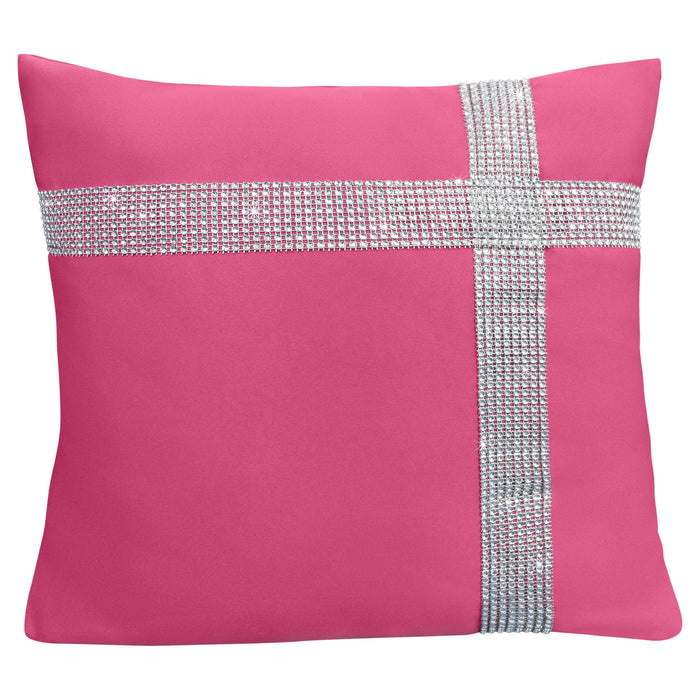 Diamante Cross Fuchsia Cushion Cover