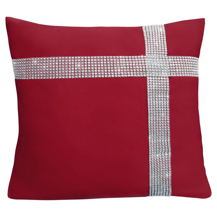 Diamante Cross Red Cushion Cover