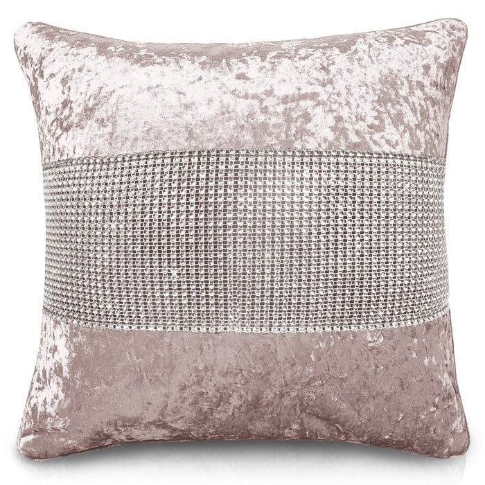Blush Pink Crushed Velvet Diamante Cushion Cover