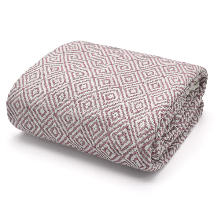 Luxury Cotton Diamond Blush Pink Tassel Throw