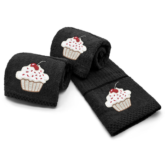 Black Cupcake Tea Towel