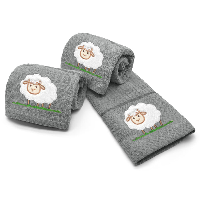 Applique Sheep Tea Towel Grey