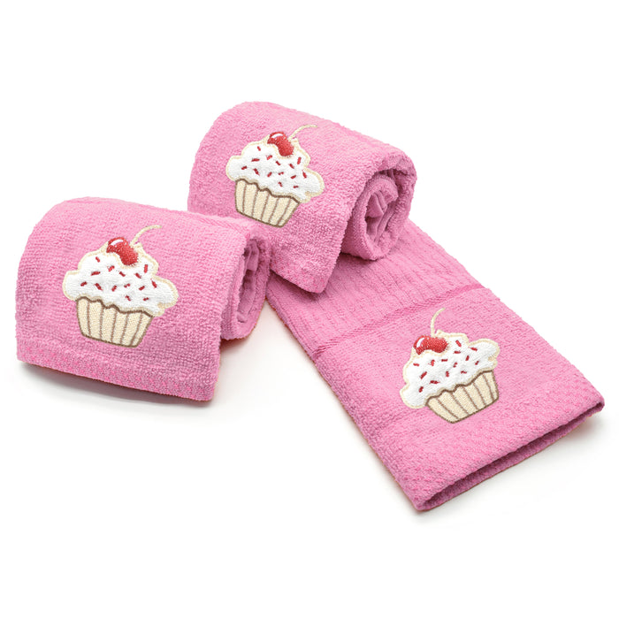 Cupcake Tea Towel Pink