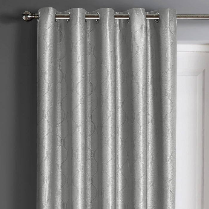 Evisa Silver Dimout Eyelet Door Curtain