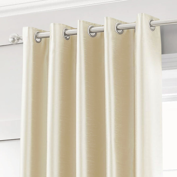 Cream Faux Silk Eyelet Curtains