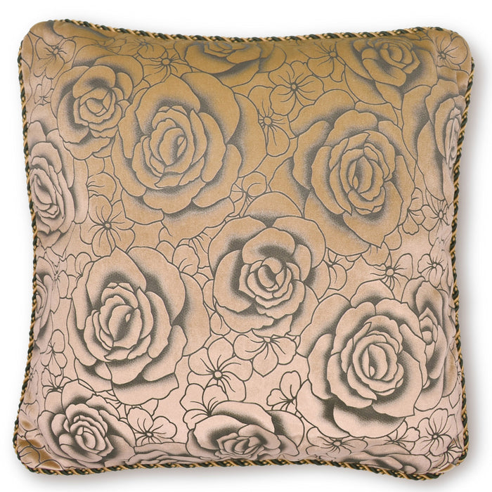 Flock Rose Velvet Latte Cushion Cover