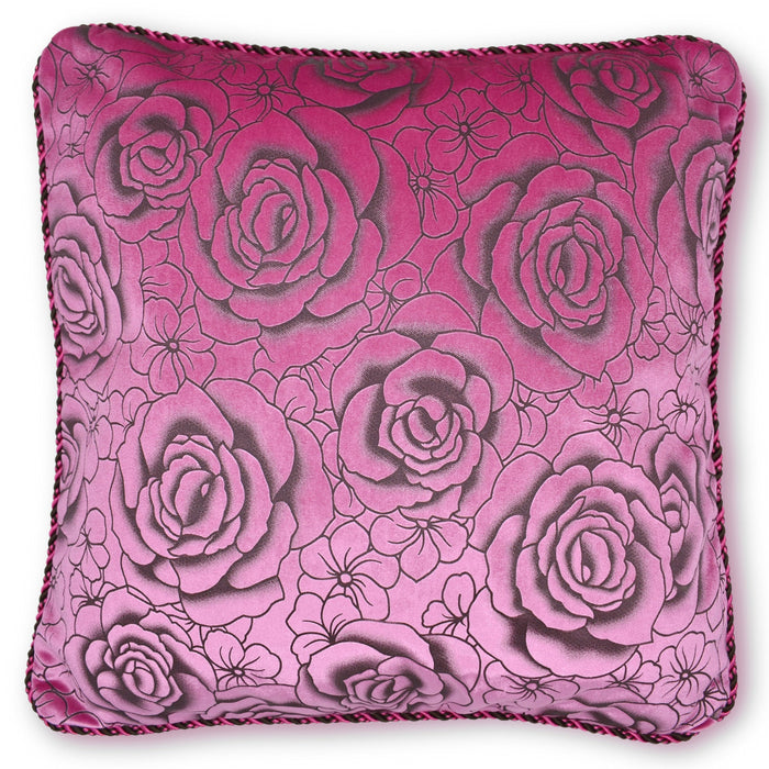 Flock Rose Velvet Pink Cushion Cover