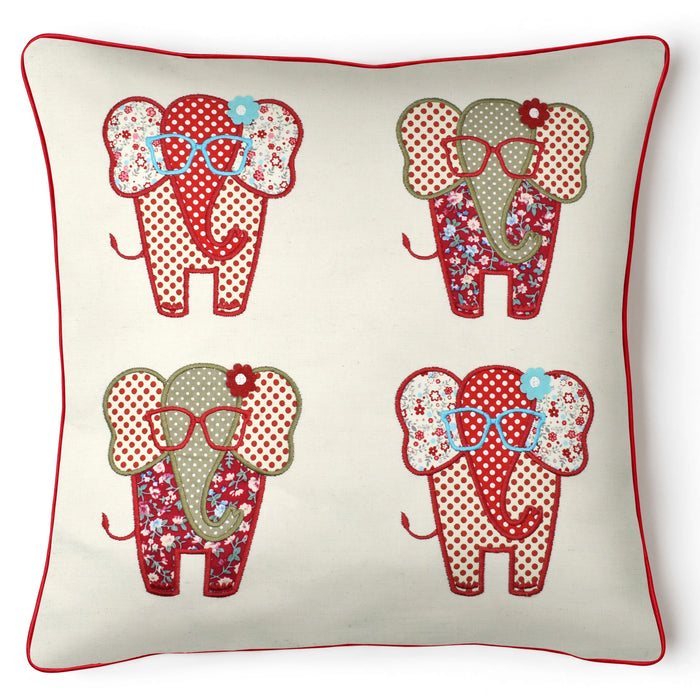 Floral Elephant Applique Cushion Cover