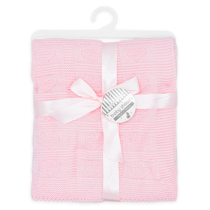 Pink Knitted Baby Shawl