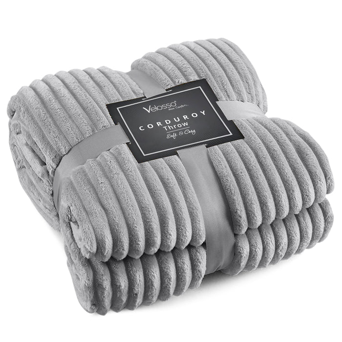 Corduroy Plush Grey Blanket