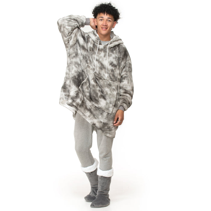 Grey Tye Dye Oversized Hoodie