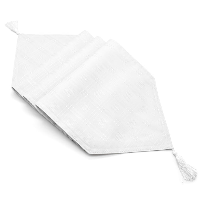 Hampton Luxury Jacquard White Table Runner