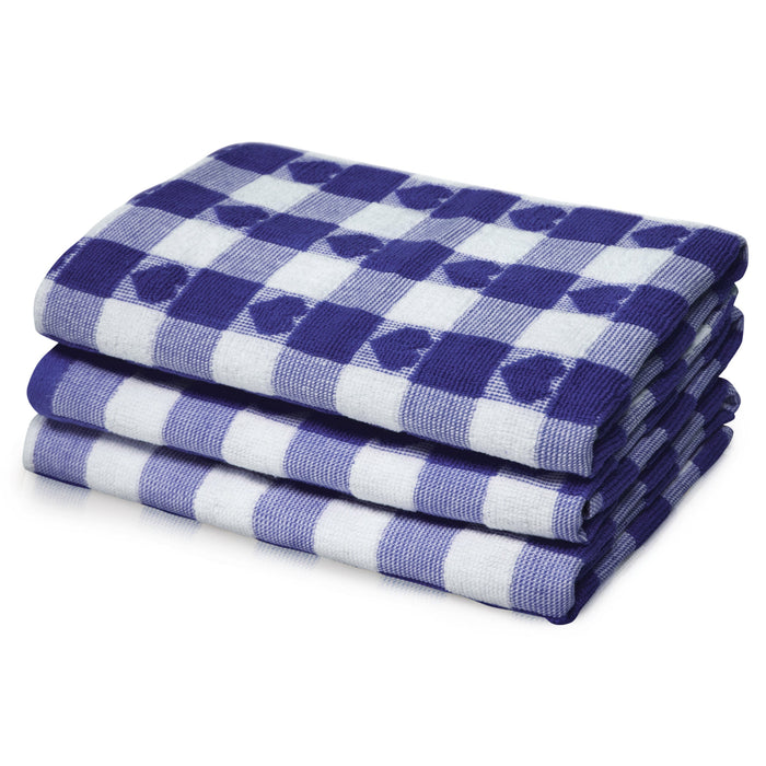 Hearts Purple Check Tea Towel