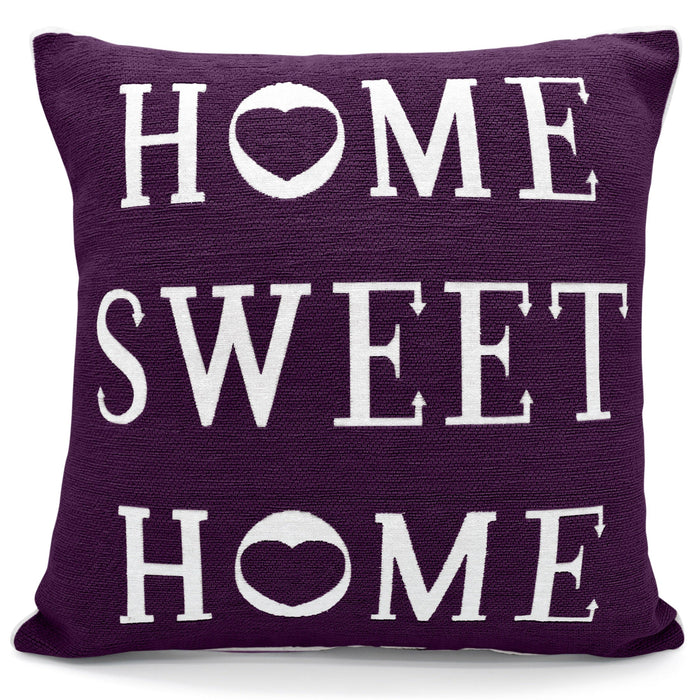 Chenille Home Sweet Home Aubergine Cushion Cover