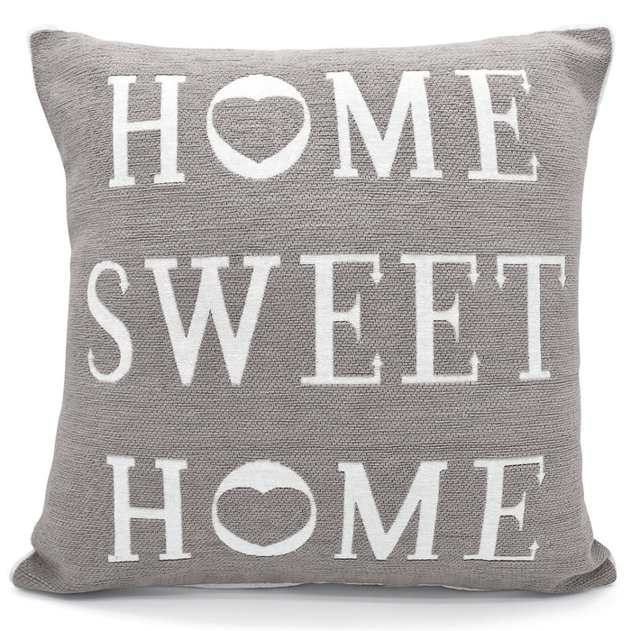 Chenille Home Sweet Home Grey Cushion Cover