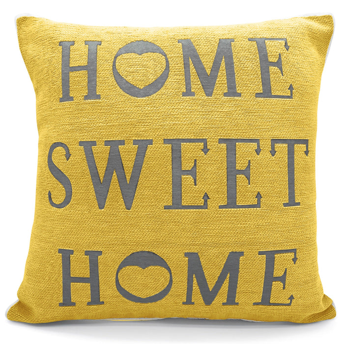 Chenille Home Sweet Home Ochre Cushion Cover