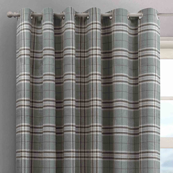 Hugo Check Grey Ready Made Eyelet Curtains