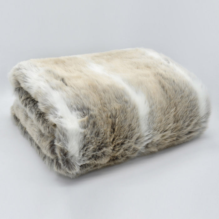 Luxury Husky Stripe Animal Faux Fur Throw