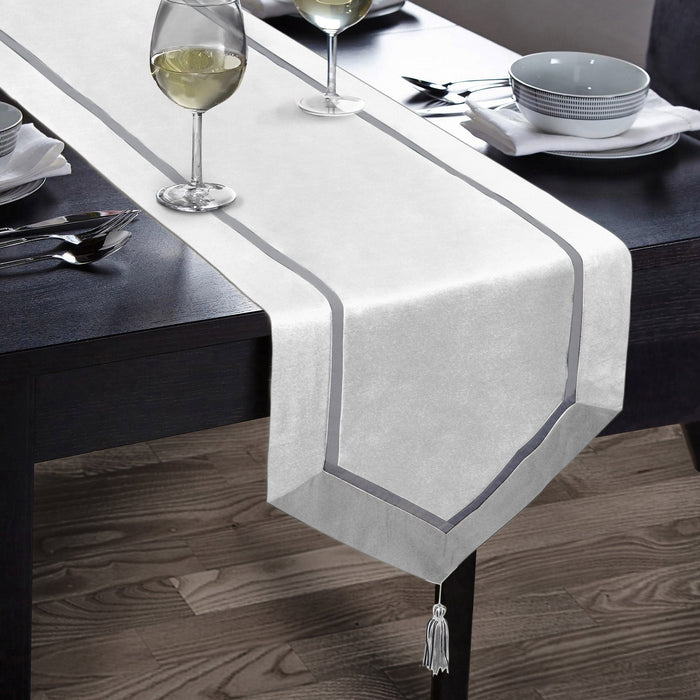 Kensington Faux Silk White Table Runner