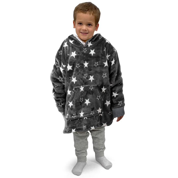 Kids Stars Grey Oversized Hoodie