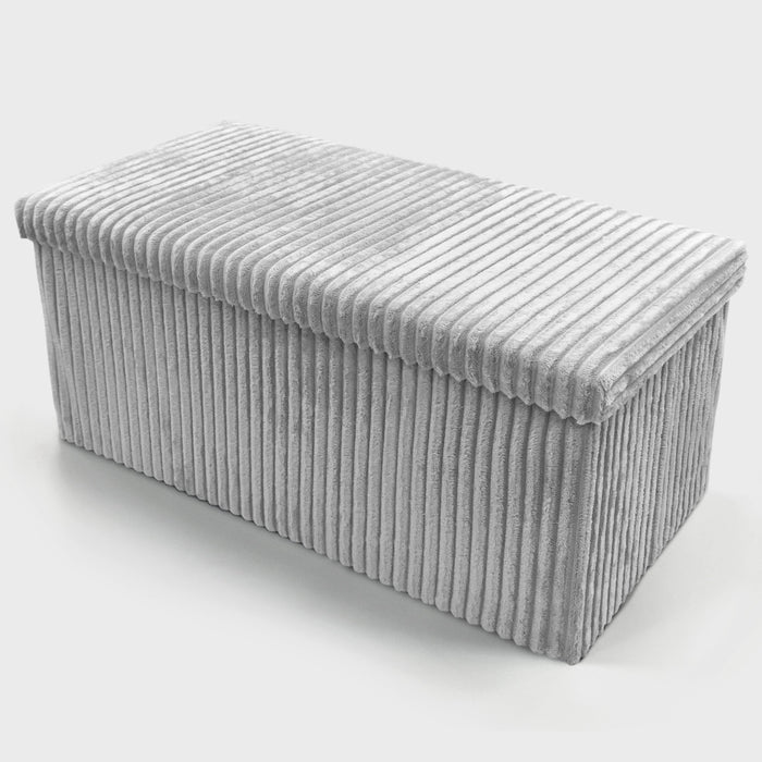 Large Silver Corduroy Storage Box