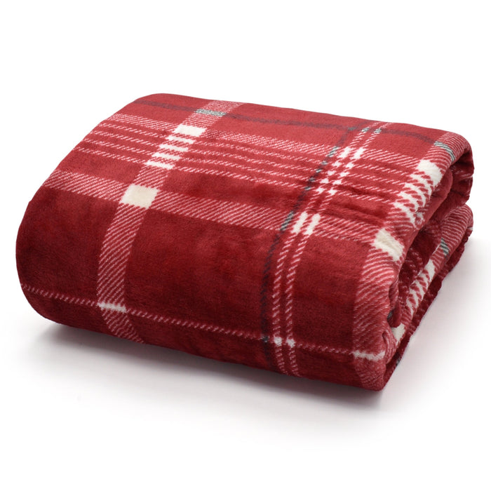 Luxury Flannel Check Wine Blanket