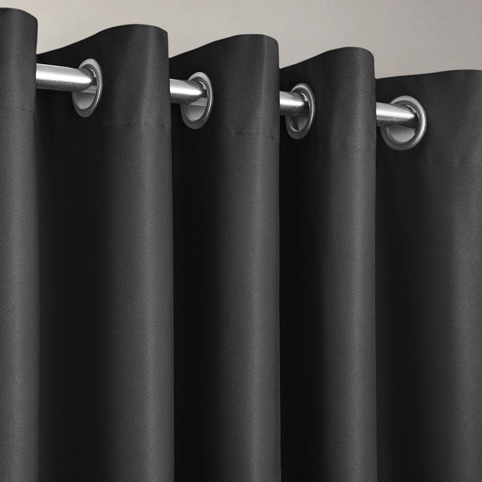 Manhattan Black Thermal Blackout Ready Made Eyelet Curtains