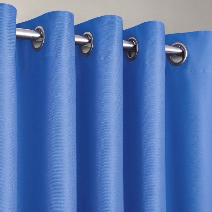 Manhattan Blue Thermal Blackout Ready Made Eyelet Curtains