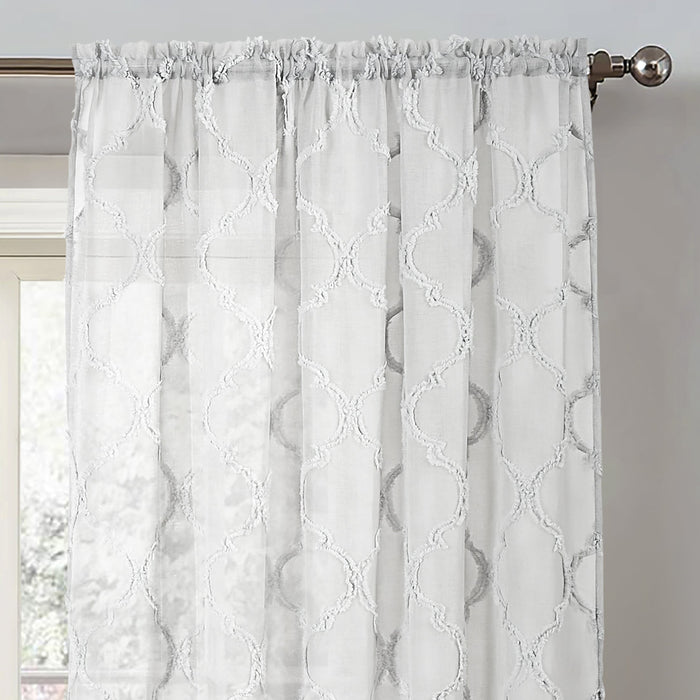 Mariella White Tufted Voile Panel