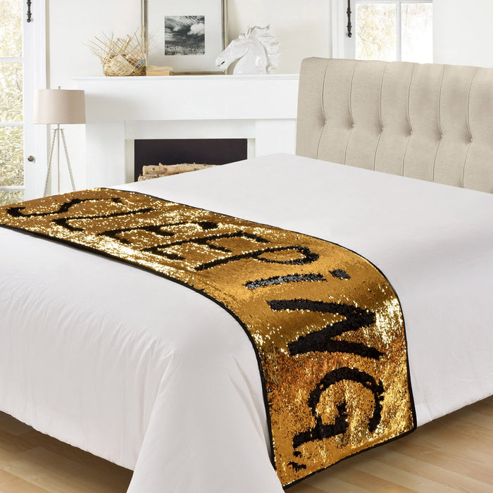 Black & Gold Mermaid Sparkle Sequins Decorative Throw