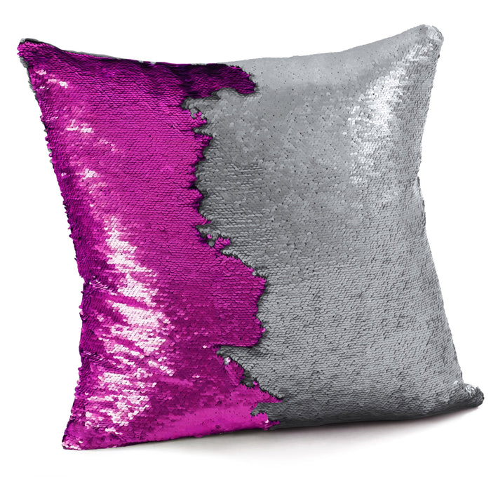 Mermaid Sequins Fuchsia & Silver Cushion Cover