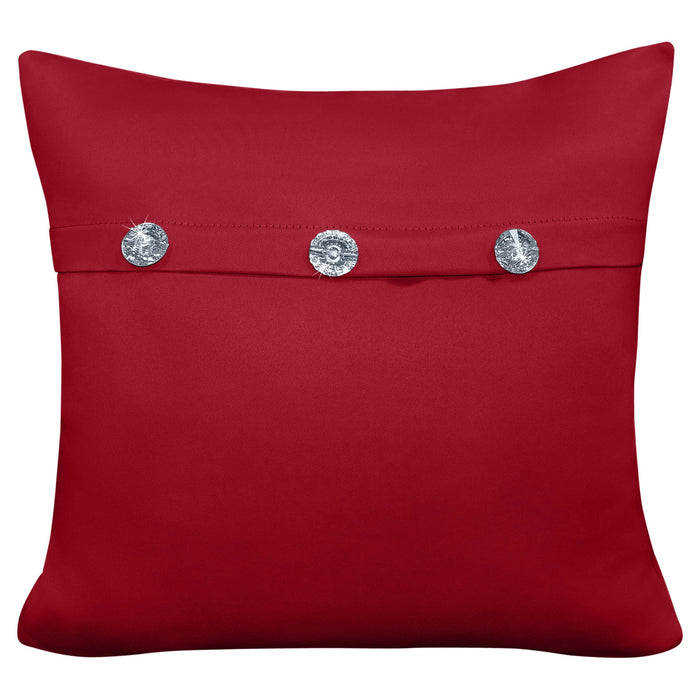 Diamante Button Red Cushion Cover