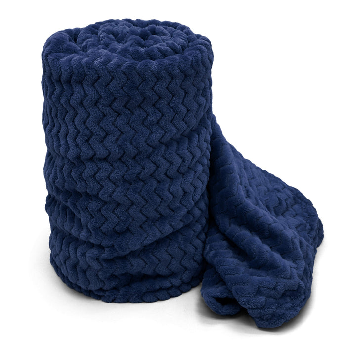 Chevron Moda Plush Navy Blanket