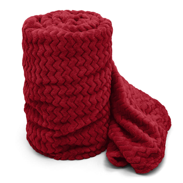 Chevron Moda Plush Red Blanket