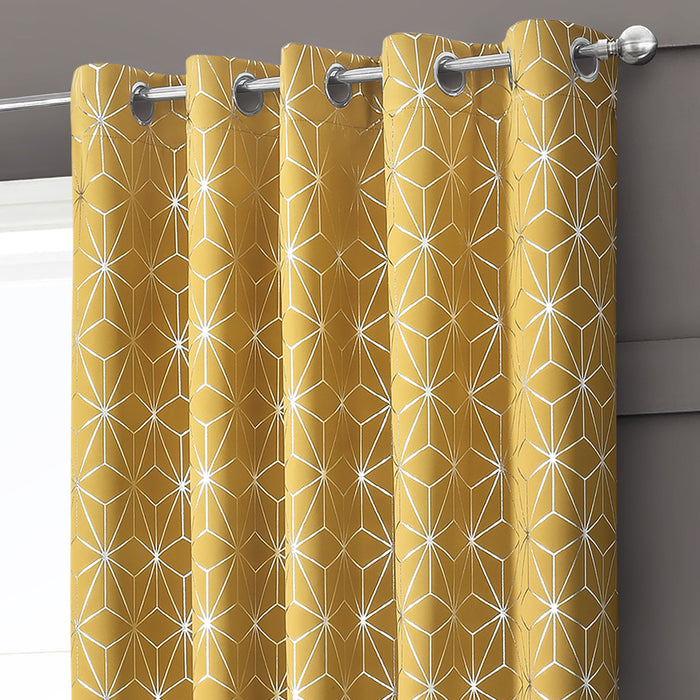 Moreno Ochre Thermal Blackout Ready Made Eyelet Curtains