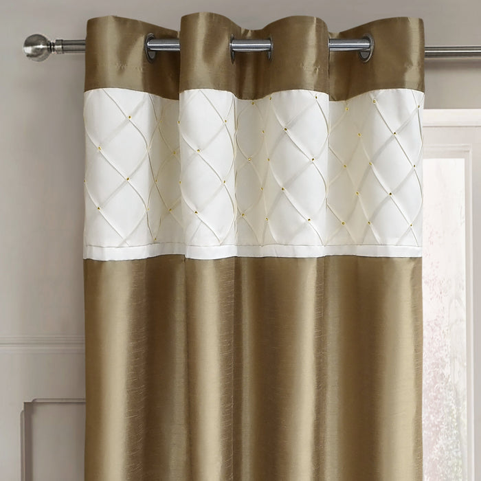 Natasha Latte Pleated Ready Made Eyelet Curtains